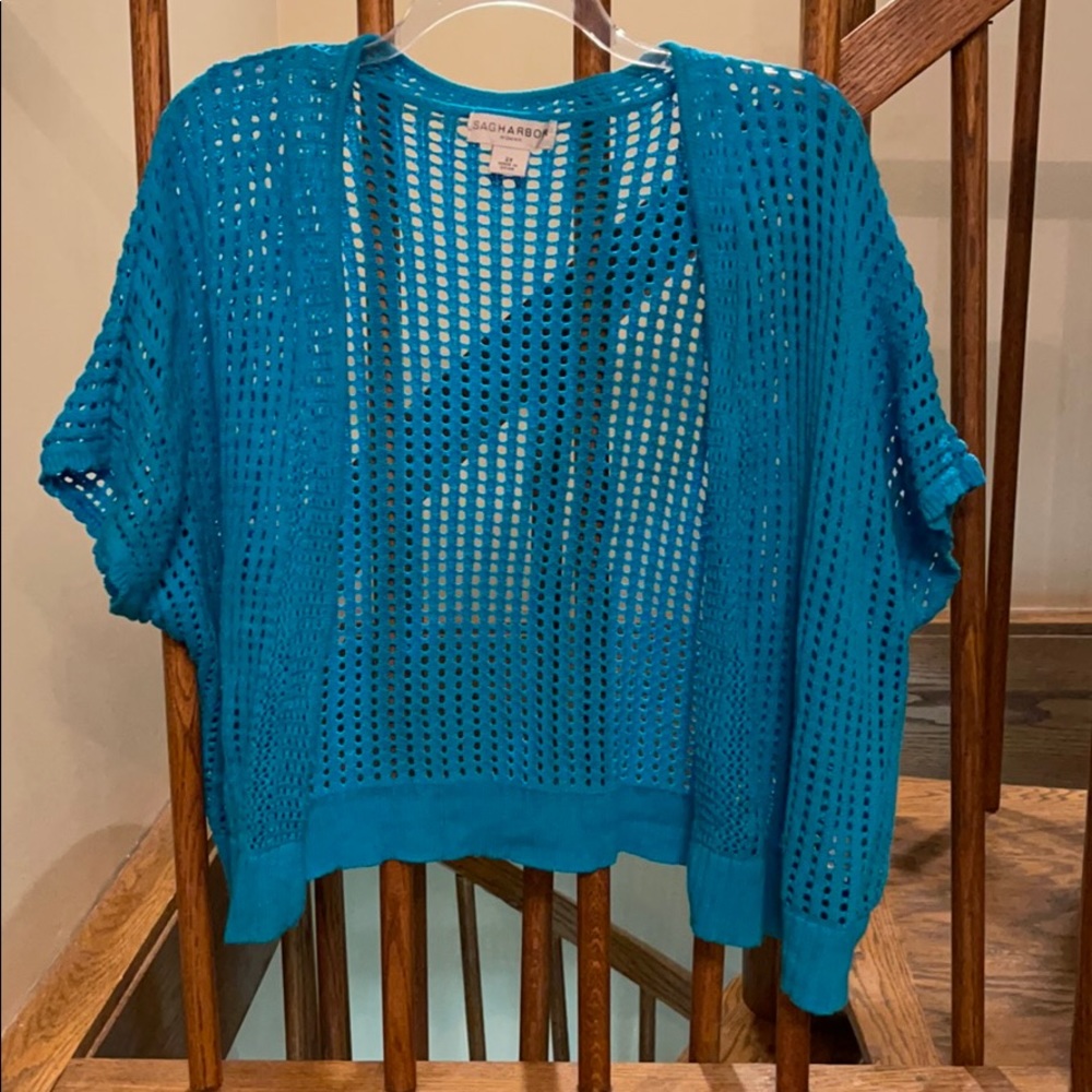 Sag Harbor open front crochet sweater. Size 2x